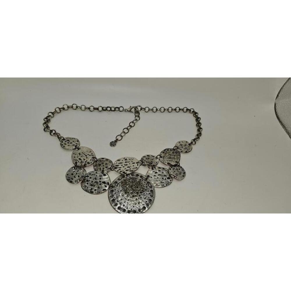 Vtg Ruby Road Silver-Tone Statement Necklace With… - image 2